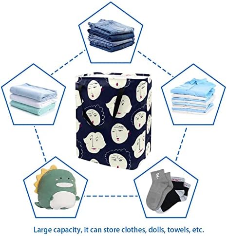 Komik Kadın Doodle Baskı Katlanabilir çamaşır sepeti, 60L Su Geçirmez çamaşır sepetleri Çamaşır Kutusu Giysi Oyuncak Depolama