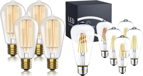 Vintage akkor Edison ampuller 60 W (4 paket) ve Vintage Edison LED ampuller 6 W (6 Paket) 2100 K kısılabilir dekoratif ampuller