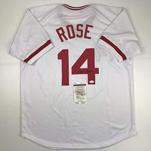 İmzalı / İmzalı Pete Rose Cincinnati Beyaz Beyzbol Forması JSA COA