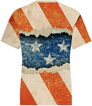 Bağımsızlık Günü Üstleri Temmuz 4th Vatansever Gömlek 2023 Yaz Kısa Kollu V Boyun Casual Tees Amerikan Bayrağı Bluzlar