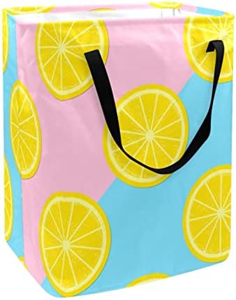Limon Meyve Narenciye Baskı Katlanabilir çamaşır sepeti, 60L Su Geçirmez çamaşır sepetleri çamaşır Kutusu Giysi Oyuncak Depolama