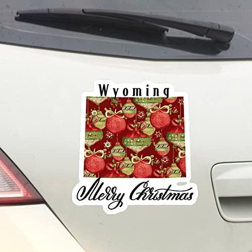 Wyoming Ev Devlet Noel Çıkartmaları Merrry Noel Wyoming Haritası Araba Çıkartması Noel Dekorasyon Pencere Çıkartması Vinil