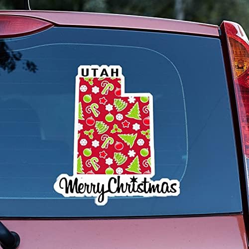 Utah Ev Devlet Noel Çıkartmaları Merrry Noel Utah Haritası Araba Çıkartması Noel Dekorasyon Pencere Çıkartması Vinil Çıkartması