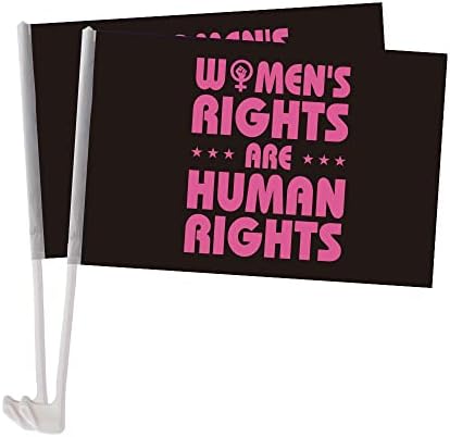 2 Paket kadın Hakları vardır İnsan Hakları Araba Pencere Bayrakları 12 x 18 Dahil Kutup Araba Pencere Dekor için (Siyah Beyaz)