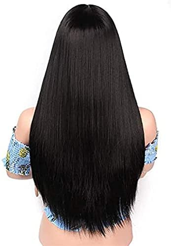 XZGDEN saç değiştirme peruk, 30 inç uzun düz Siyah Peruk, Kadınlar için sentetik Uzun Peruk düz, Görünümlü doğal ısıya dayanıklı