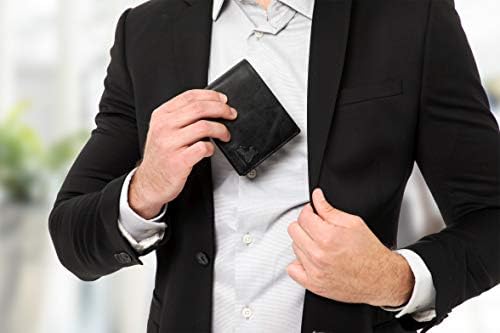 BULL GUARD RFID Engelleme Cüzdan Erkekler İçin Bifold Yumuşak Siyah Hakiki Nappa Deri