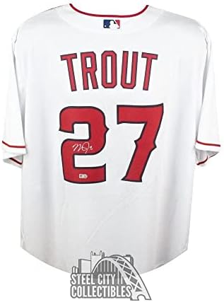 Mike Trout İmzalı Los Angeles Melekleri Beyaz Nike Beyzbol Forması-MLB Holo İmzalı MLB Formaları