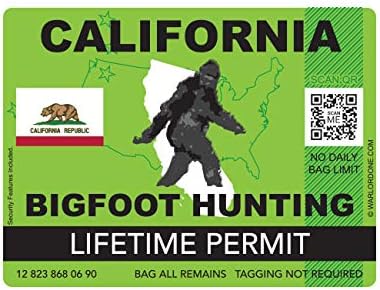 fagraphıx California Bigfoot Avcılık İzni Etiket Kalıp Kesim Çıkartması Sasquatch Ömür Boyu FA Vinil-4.00 Geniş