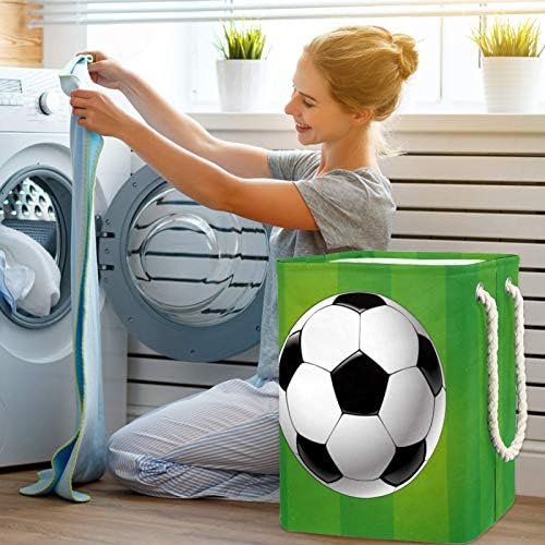 DEYYA Su Geçirmez çamaşır sepetleri Uzun Boylu Sağlam Katlanabilir Spor futbol topu Yeşil Çizgili Baskı Sepeti Yetişkin Çocuklar