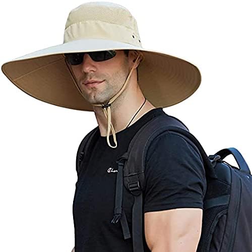 IYEBRAO Erkek Süper Geniş kenarlı güneş şapkası UPF50 + UV Koruma Su Geçirmez Büyük Ağız Kova Şapka Balıkçılık Yürüyüş Kamp