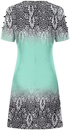 Bayan Strappy Soğuk Omuz T-Shirt Elbise Rahat Kesme Colorblock Midi Tunik Elbise Bir Çizgi Flowy Salıncak Plaj Kısa Elbiseler