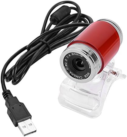 Qıılu Klipsli Web Kamerası, Mikrofonlu 360 Derece USB 12 Megapiksel HD Web Kamerası Web Kamerası (Kırmızı + Şerit)