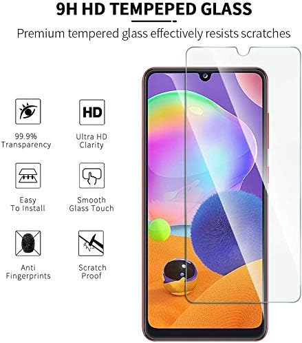 TANTEK [3'lü Paket] Samsung Galaxy A31 için Ekran Koruyucu, 6,4 inç, Temperli Cam Filmi, Ultra Net, Çizilmez, Kabarcıksız,