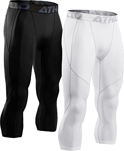 ATHLİO 2 veya 3 Paket erkek Sıkıştırma Pantolon Koşu Tayt Egzersiz Tayt, Serin Kuru Teknik Spor Taban Katmanı