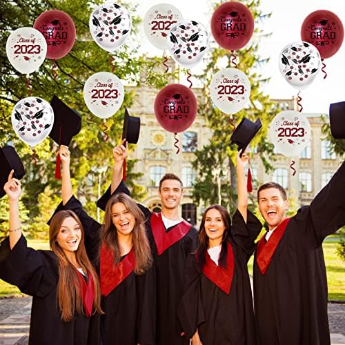 36 Adet 12 İnç Mezuniyet Partisi Lateks Balonlar - Bordo Beyaz Sınıf 2023 Tebrikler Mezuniyet Balonları Süslemeleri Mezuniyet