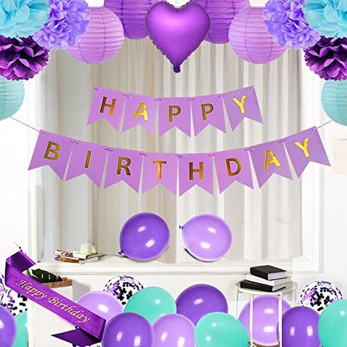 Mor 39TH doğum günü Partisi Süslemeleri Malzemeleri Mor tema Mutlu Doğum Günü kanat Kek Topper 40 inç Folyo Balonlar Numarası