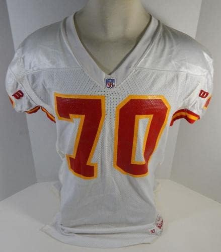 1993 Kansas City Chiefs Reggie McElroy 70 Oyunu Verilen Beyaz Forma 50 DP16408 - İmzasız NFL Oyunu Kullanılmış Formalar