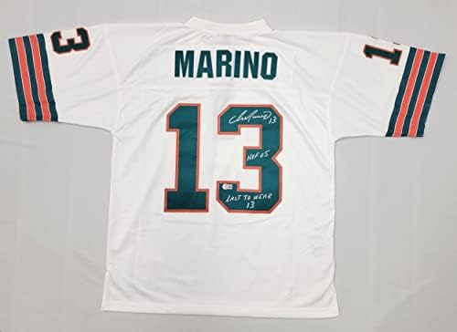 Dan Marino İmzalı Miami Dolphins Mitchell & Ness Beyaz Forma W/HOF 05 & En Son Giyilen 13 Beckett İmzalı NFL Formaları