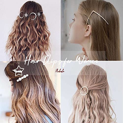 Aukmla Ay Saç Tokası Klipleri Gümüş saç tokası Geometrik Saç Şekillendirici Aksesuarları Kadınlar ve Kızlar için (Gümüş)