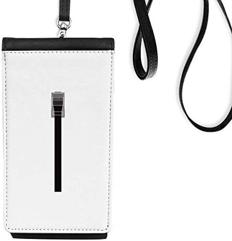 İnternet Kablosu Siyah Fiş Desen Telefon Cüzdan çanta Asılı Cep Kılıfı Siyah Cep