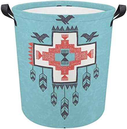 Etnik Tribal Aztek Dreamcathcher Büyük çamaşır sepeti Sepet Çanta Yıkama Kolları ile Üniversite Yurdu için Taşınabilir