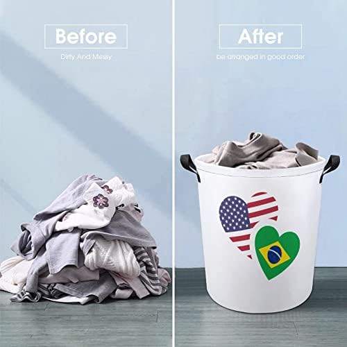 Brezilya ABD bayrağı büyük çamaşır sepeti sepet çanta yıkama üniversite yurt için kolları ile taşınabilir