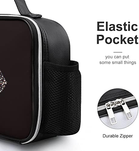 Siyah Glitter Dudaklar Yalıtımlı yemek kabı Yeniden Kullanılabilir Deri Yemek Çantası yemek taşıma çantası Paketi İş Okul