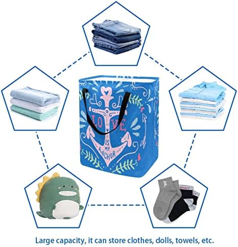 Çapa Çiçek Baskı Katlanabilir çamaşır sepeti, 60L Su Geçirmez çamaşır sepetleri Çamaşır Kutusu Giysi Oyuncak Depolama Yurt