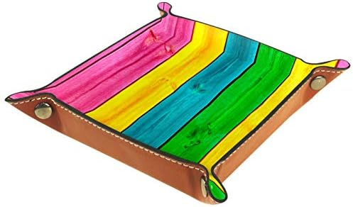 Deri Kare Takı Tepsileri Haddeleme Zar Oyunları Tepsi anahtar sikke şeker saklama kutusu Katlanır 11.5 cm / 4.5 in Renkli