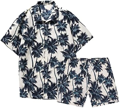 Stoota erkek Hawaiian Eşofman, rahat Kısa Kollu Düğme Aşağı Gömlek ve Kısa 2 Parça Tatil Kıyafetler Setleri Plaj Takım Elbise