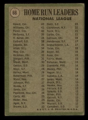 1971 Topps 66 NL İK Liderleri Johnny Bench / Tony Perez / Billy Williams Cincinnati / Chicago Reds / Cubs (Beyzbol Kartı)
