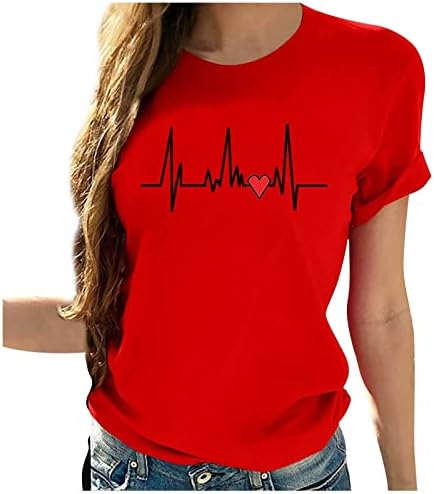 Genç Kızlar Güz Yaz Üst 2023 Giyim Kısa Kollu Pamuklu Kalp Grafik Bluz Gömlek Kadınlar için 43 43