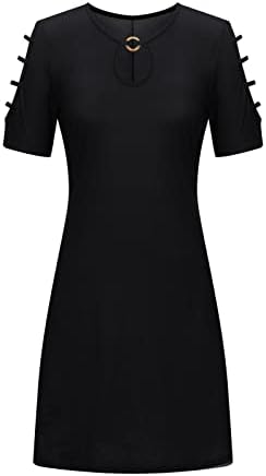 Bayan Strappy Soğuk Omuz T-Shirt Elbise Rahat Kesme Colorblock Midi Tunik Elbise Bir Çizgi Flowy Salıncak Plaj Kısa Elbiseler