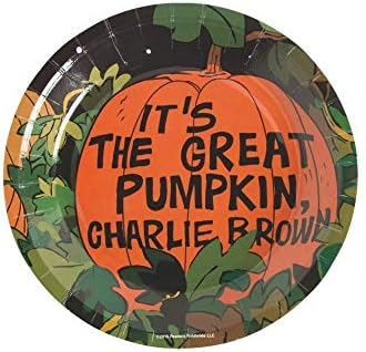 Fıstık Cadılar Bayramı Kağıt Tabaklar Tatlı Boyutu 'Onun Büyük Balkabağı, Charlie Brown'