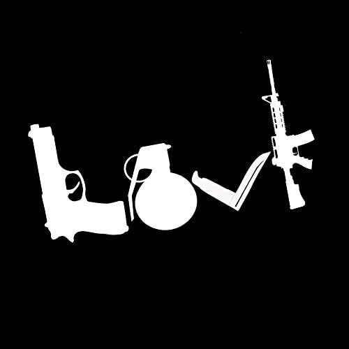 Aşk Silah Tüfek Bıçak Bombası 6 vinil yapışkan Araba Çıkartması (6 Beyaz)