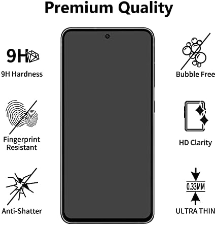 [2+2] [Premium Siyah İpek Temperli cam ekran koruyucu] Samsung Galaxy S23 Ultra 5G 2023 ile uyumlu [2 Kenar Tutkallı Temperli