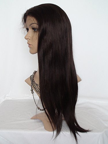 Güzel 14 İnsan Saçı Tam Dantel Peruk kadın Peruk Çin Bakire Remy İnsan Saçı Doğal Düz Renk 2 Koyu Kahverengi