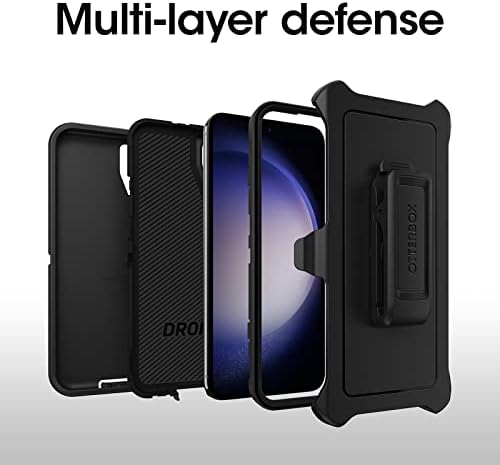OtterBox Galaxy S23 + Paketi: Defender Serisi Ekransız kasa (Siyah) ve Alpha Flex Ekran Koruyucu