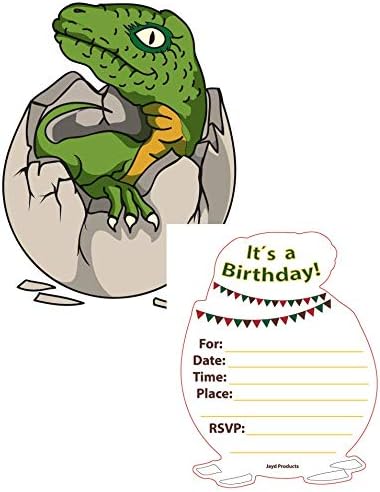 Jayd Ürünleri, 24 Dinozor Doğum Günü Partisi Davetiyesi, Çift Taraflı, Dolgulu Dino Davetiyeleri Zarfları İçerir