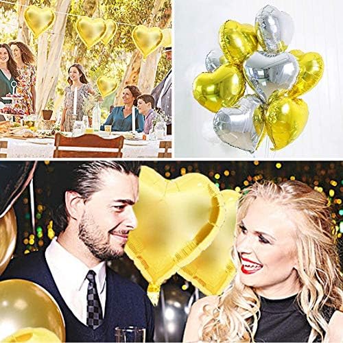 [10 Paket] Kalp Şekli Folyo Balonlar, 18 Mylar Balonlar Alüminyum Folyo Süslemeleri Doğum Günü Partisi / Düğün / Nişan Partisi