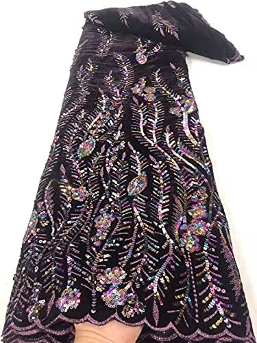 SELCRAFT Güzel Afrika Nijerya Pazen kumaş Parlak Sequins Nakış Kadife Fransız dantel / Parti Elbiseler / düğün elbisesi-Renk
