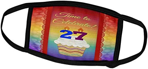 3dRose Beverly Turner Doğum Günü Davetiyesi Tasarımı - Cupcake, Sayı Mumları, Zaman, 27 Yaşında Kutlayın Davetiye-Yüz Maskeleri
